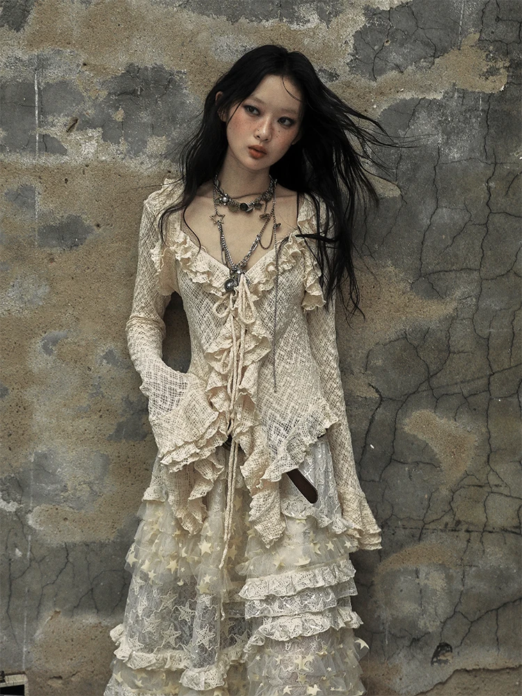 Retro Court Pure Desire Lazy Texture Lace irt Bell Sve Blouse Women's Slim Fit Cotton Nylon Spandex Breathable Sun Prote...
Retro Court Pure Desire Lazy Texture Lace irt Bell Sve Blouse Women's Slim Fit Cotton Nylon Spandex Breathable Sun Prote...