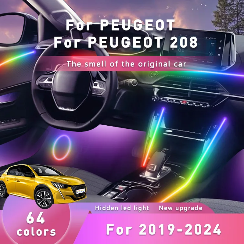 For The PEUGEOT 208 For 2021 64 RGB Car Ambient Light Bluetooth Controlled Car Interior Lights Strip DIY Car Interior LED Strip
For The PEUGEOT 208 For 2021 64 RGB Car Ambient Light Bluetooth Controlled Car Interior Lights Strip DIY Car Interior LED Strip