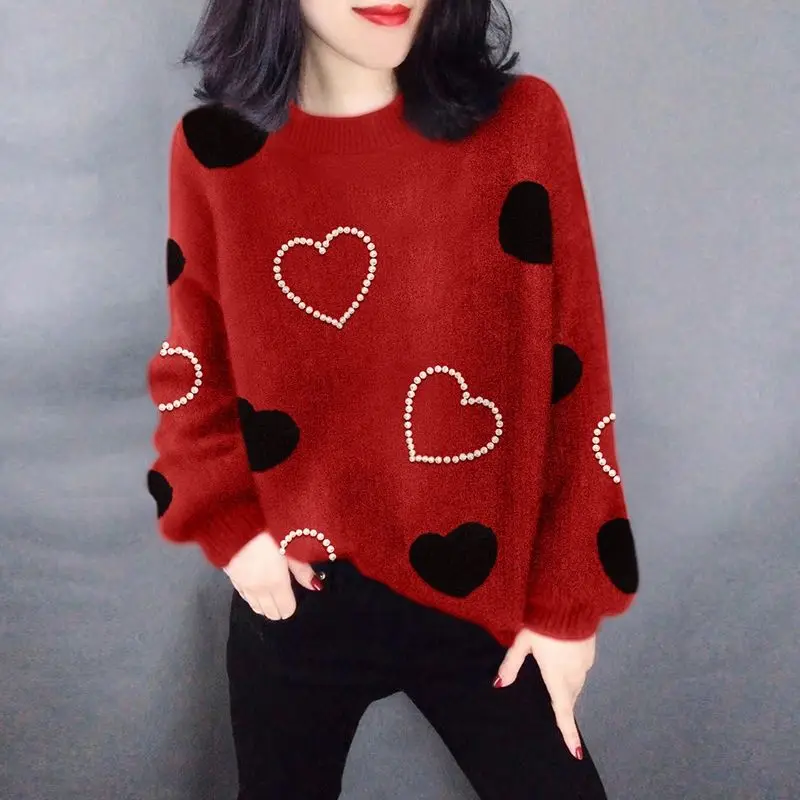 Fashion Loose O-Neck Printed Beading Sweaters Female Clothing Autumn Winter Oversized Commute Pullovers Casual Tops
Fashion Loose O-Neck Printed Beading Sweaters Female Clothing Autumn Winter Oversized Commute Pullovers Casual Tops