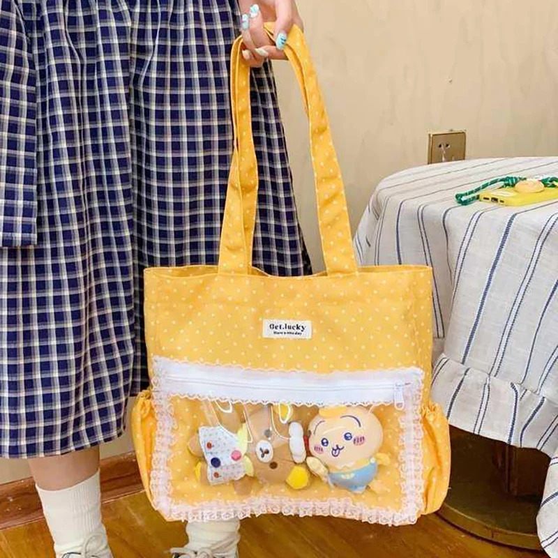 Richme Bright Dopamine Tote Bags Women 2025 Clear Window Doll Show Lace Shoulder Bolso Mujer Daily Dots Commute Ladies Ita Bag
Richme Bright Dopamine Tote Bags Women 2025 Clear Window Doll Show Lace Shoulder Bolso Mujer Daily Dots Commute Ladies Ita Bag