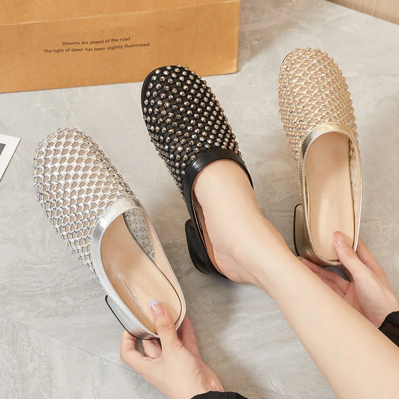 Gold Rhinestone Mesh Mules With Chunky Heel And Square Toe Breathable SandalsDaily Wear Slip On Casual Comfortable Summer Party
Gold Rhinestone Mesh Mules With Chunky Heel And Square Toe Breathable SandalsDaily Wear Slip On Casual Comfortable Summer Party