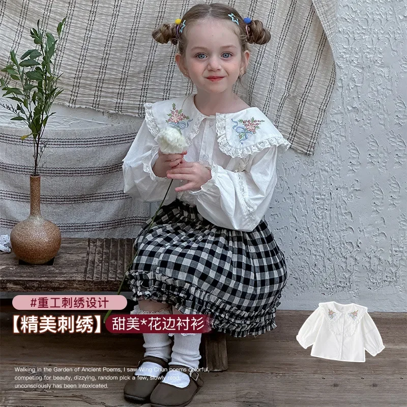 Baby Toddler Girls Loose Fit Lace Peter Pan Doll Collar Shirt Kid Children Embroidery Long Puff Sleeved Vintage Shirt Blouse Top
Baby Toddler Girls Loose Fit Lace Peter Pan Doll Collar Shirt Kid Children Embroidery Long Puff Sleeved Vintage Shirt Blouse Top