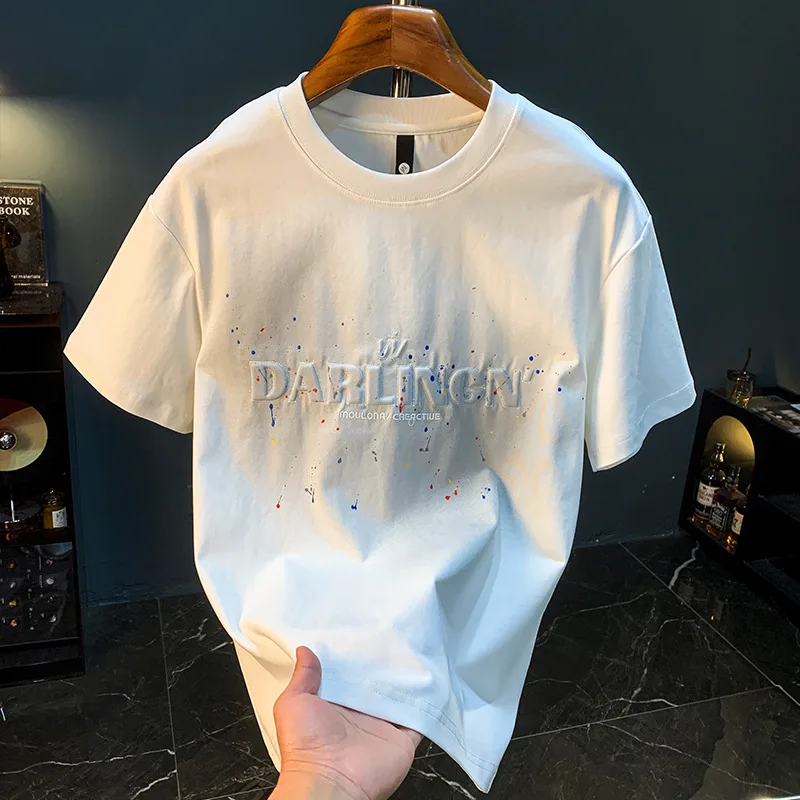 2025 Summer thin fashion high-end printed T-shirt men's 2025 trend embroidered paint splashed short sleeved top
2025 Summer thin fashion high-end printed T-shirt men's 2025 trend embroidered paint splashed short sleeved top
