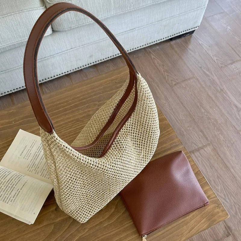 Fashion Women Shoulder Bags Woven Straw Beach Bag Designer ladies Handbags Large Capacity Tote Casaul Female handbag and purses 
Fashion Women Shoulder Bags Woven Straw Beach Bag Designer ladies Handbags Large Capacity Tote Casaul Female handbag and purses