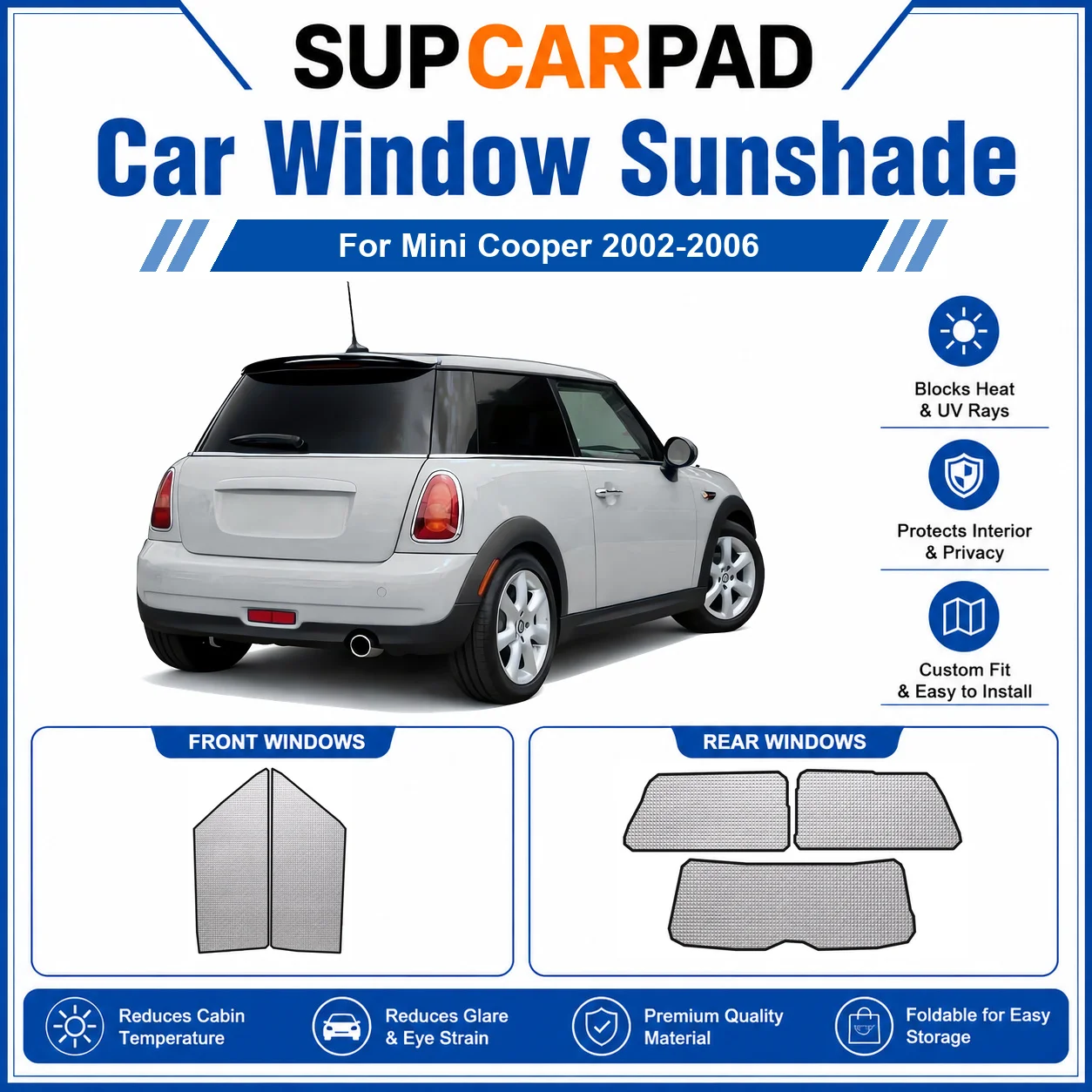 For Mini - Mini Cooper 2002-2006 Full Set Car Window Sunshades UV Block Privacy Heat Insulated Foldable Car Curtain
For Mini - Mini Cooper 2002-2006 Full Set Car Window Sunshades UV Block Privacy Heat Insulated Foldable Car Curtain