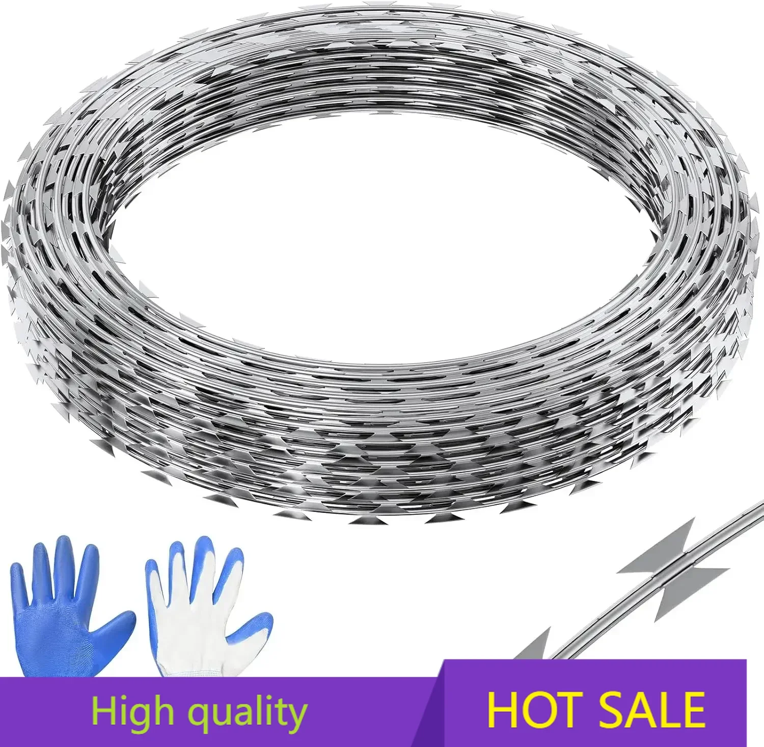 246ft Razor Barbed Wire 5 Coils Per Roll, Razor Ribbon Barbed Wire Galvanized Steel Razor Wire Fence
246ft Razor Barbed Wire 5 Coils Per Roll, Razor Ribbon Barbed Wire Galvanized Steel Razor Wire Fence