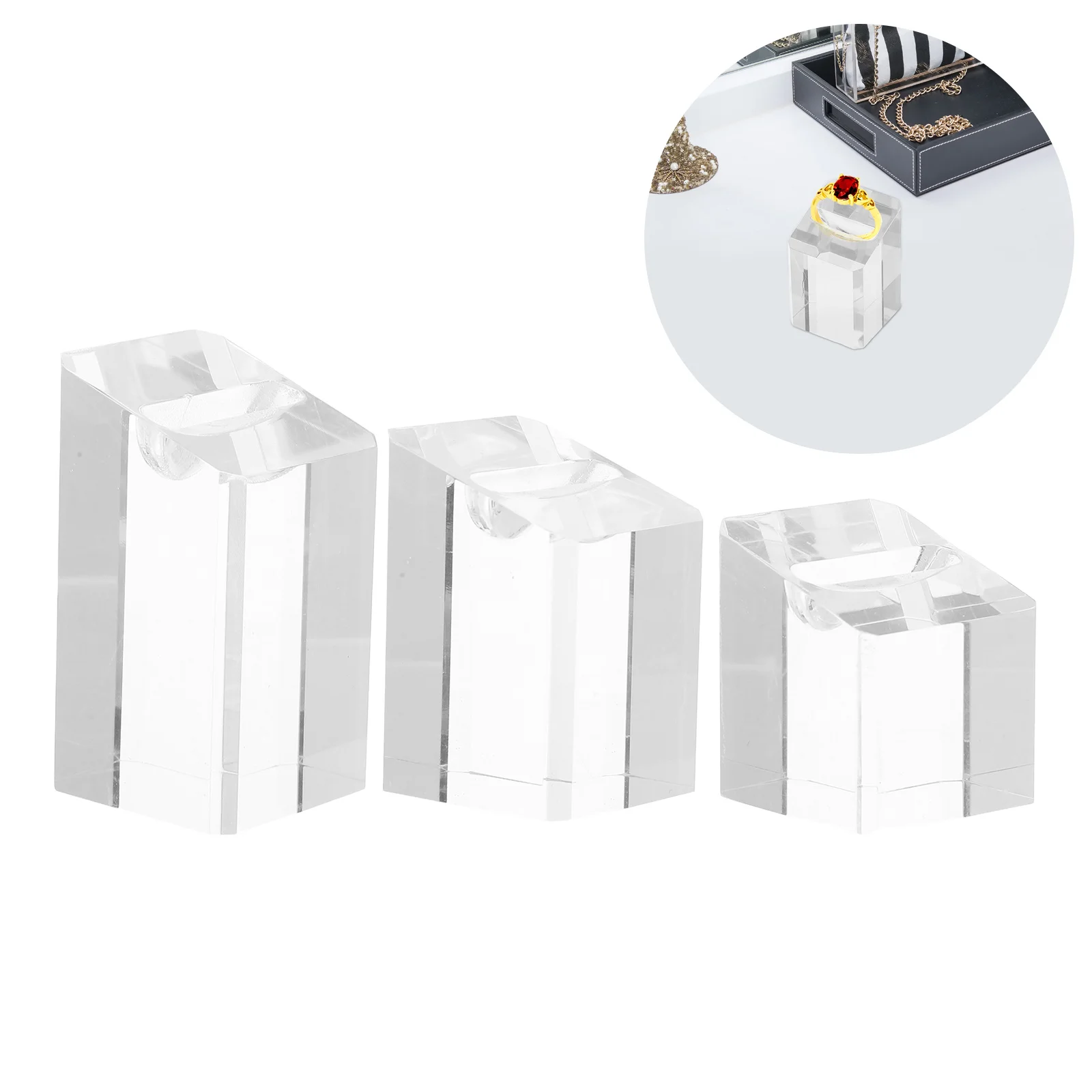 3Pcs Acrylic Ring Display Stand Clear Jewelry Organizer Stable Base for Ring Exhibition Retail Spaces Wedding Decor
3Pcs Acrylic Ring Display Stand Clear Jewelry Organizer Stable Base for Ring Exhibition Retail Spaces Wedding Decor
