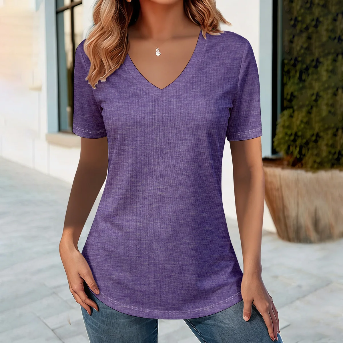 Summer 2026 New Women's V-neck short sleeve elegant casual Solid color cotton Plus-size T-shirt
Summer 2026 New Women's V-neck short sleeve elegant casual Solid color cotton Plus-size T-shirt