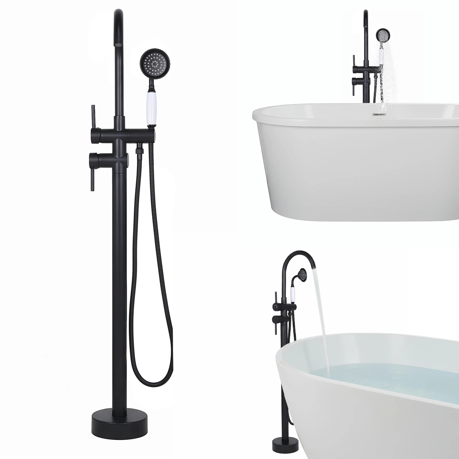 Elegant Gooseneck Shower Mixer Taps with Hand Sprayer Floor Mounted Mixer Tap Leakproof 360° Rotating Hot & Cold Showers System
Elegant Gooseneck Shower Mixer Taps with Hand Sprayer Floor Mounted Mixer Tap Leakproof 360° Rotating Hot & Cold Showers System
