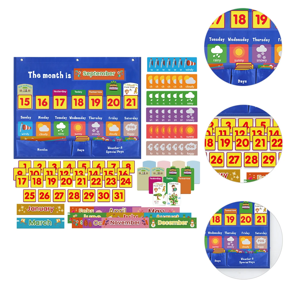 Pocket Calendar Hanging Bag Daily Schedule Chart Weekly Attendance for Classroom Child
Pocket Calendar Hanging Bag Daily Schedule Chart Weekly Attendance for Classroom Child