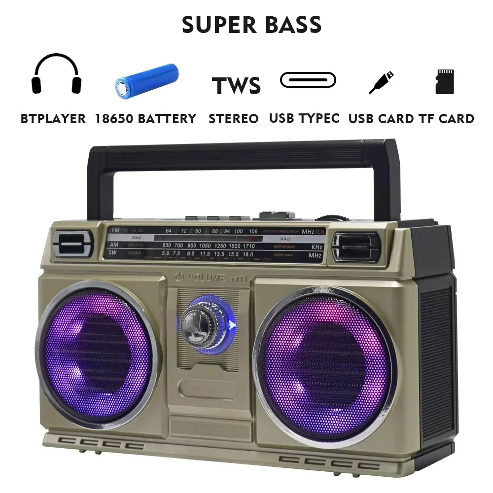 Portable Speaker USB Drive Wireless Subwoofer Outdoor Solar Rechargeable Radio with 360 Degree Antenna FM/TV/AM/SW Retro Radios
Portable Speaker USB Drive Wireless Subwoofer Outdoor Solar Rechargeable Radio with 360 Degree Antenna FM/TV/AM/SW Retro Radios