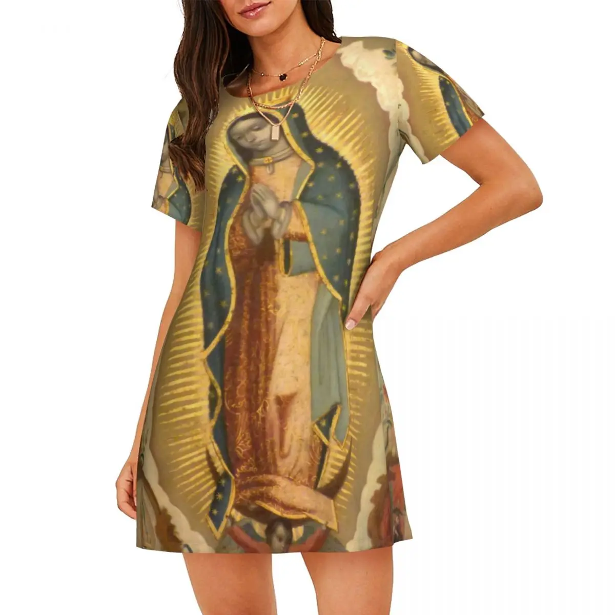 Custom Virgin Mary Women's Short-Sleeved Nightdress Print Mexico Catholic Saint Short Sleeve Nightgowns Sleepshirts
Custom Virgin Mary Women's Short-Sleeved Nightdress Print Mexico Catholic Saint Short Sleeve Nightgowns Sleepshirts