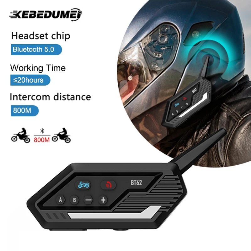 BT62 Motorcycle Helmet Intercom Headset 800M Interphone Intercomunicador Moto Noise Reduction Waterproof Wireless Headphone
BT62 Motorcycle Helmet Intercom Headset 800M Interphone Intercomunicador Moto Noise Reduction Waterproof Wireless Headphone
