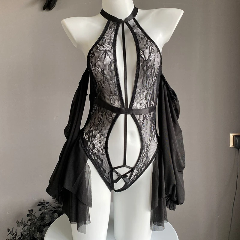 Women Lingerie Sexy Hollow Out Lace Sleepwear Open Chest Charming Nightgowns Erotic Halter Teddy Bodysuits
Women Lingerie Sexy Hollow Out Lace Sleepwear Open Chest Charming Nightgowns Erotic Halter Teddy Bodysuits