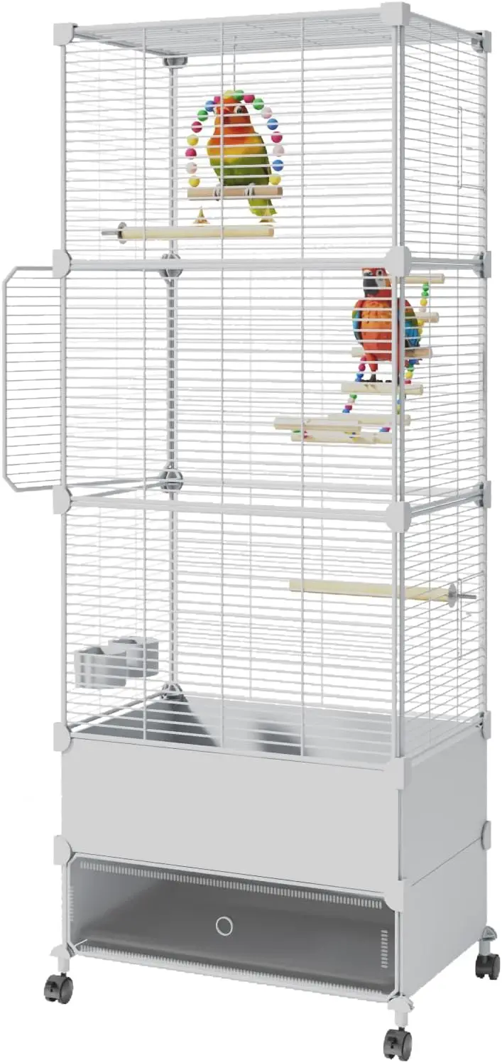 Spacious Bird Cage with Toys, Slide-Out Tray, Perches, Stand, Swing & Bowls for Parrots and Small Birds
Spacious Bird Cage with Toys, Slide-Out Tray, Perches, Stand, Swing & Bowls for Parrots and Small Birds