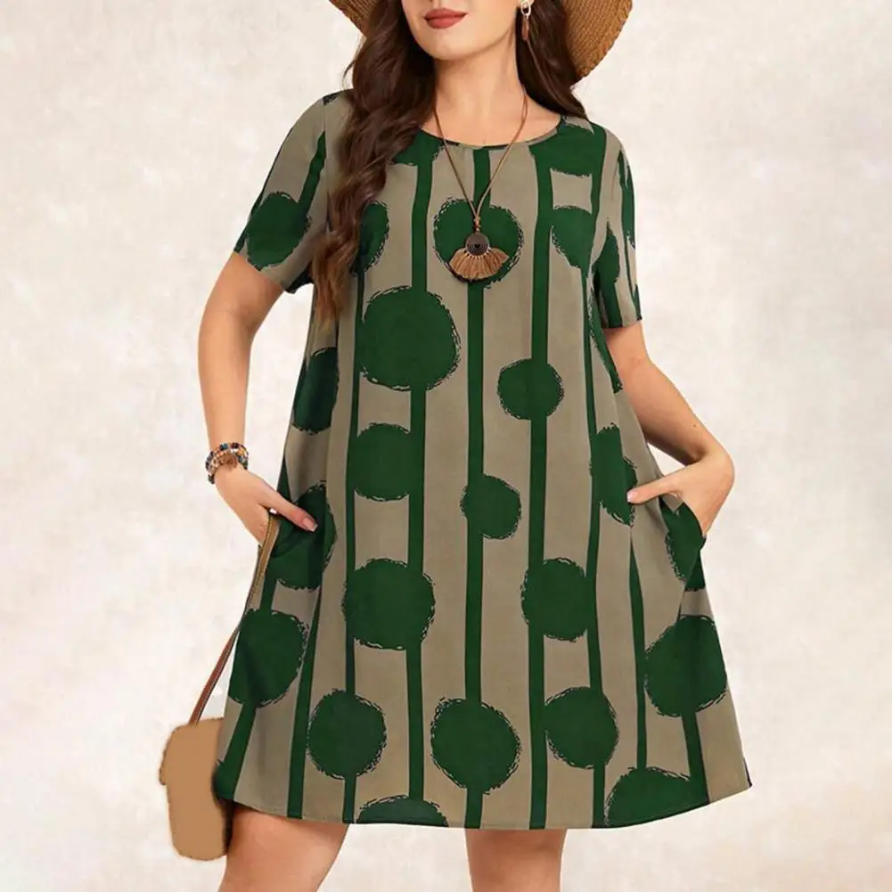 Casual Short-sleeved Dress Stylish Women's A-line Mini Dress with Side Pockets Vibrant Dot Print Short Sleeves for Daily Wear
Casual Short-sleeved Dress Stylish Women's A-line Mini Dress with Side Pockets Vibrant Dot Print Short Sleeves for Daily Wear