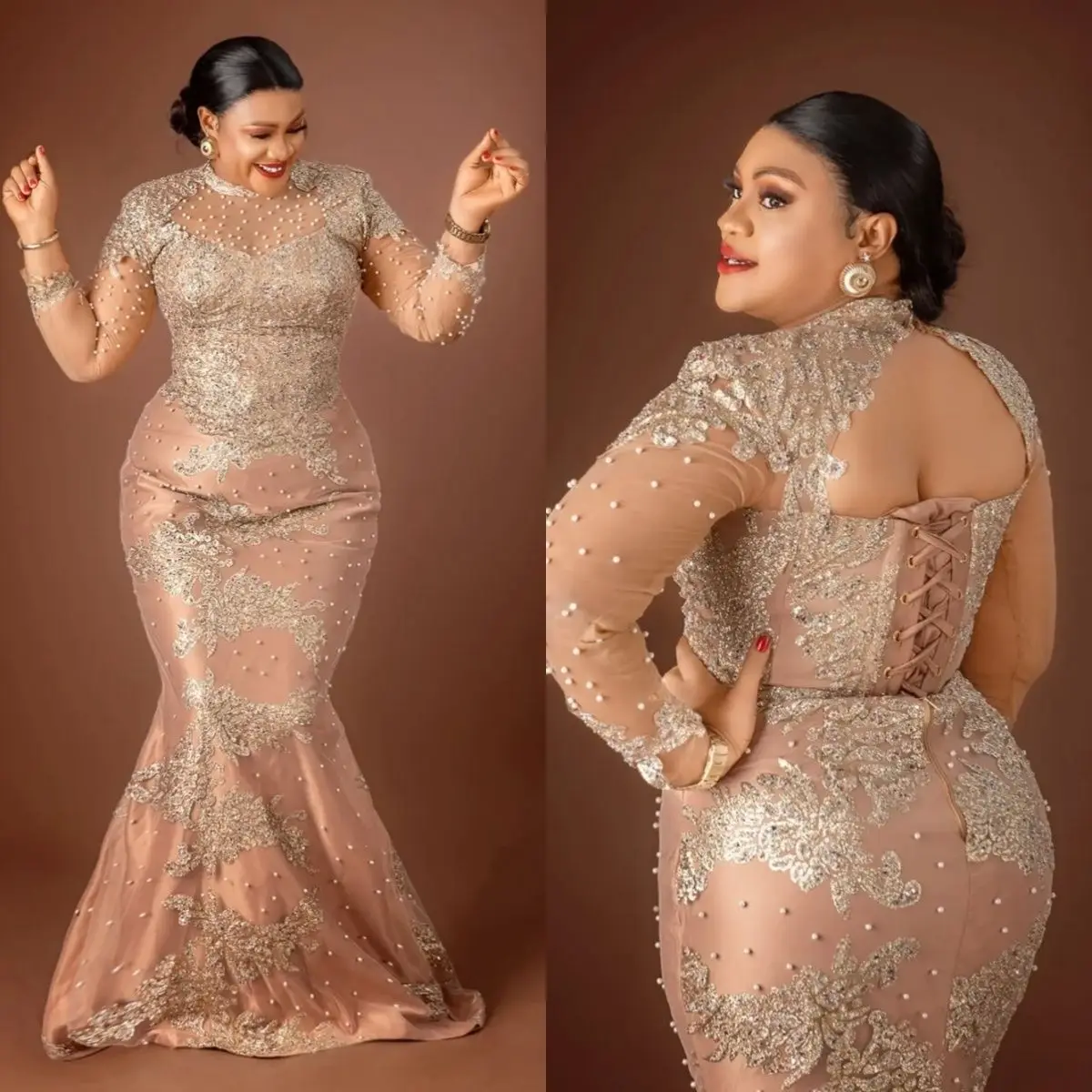 Customized Plus Size Pearls Mermaid Wedding Dresses Appliques O Neck Long Sleeve Bride Dress Bridal Dress
Customized Plus Size Pearls Mermaid Wedding Dresses Appliques O Neck Long Sleeve Bride Dress Bridal Dress