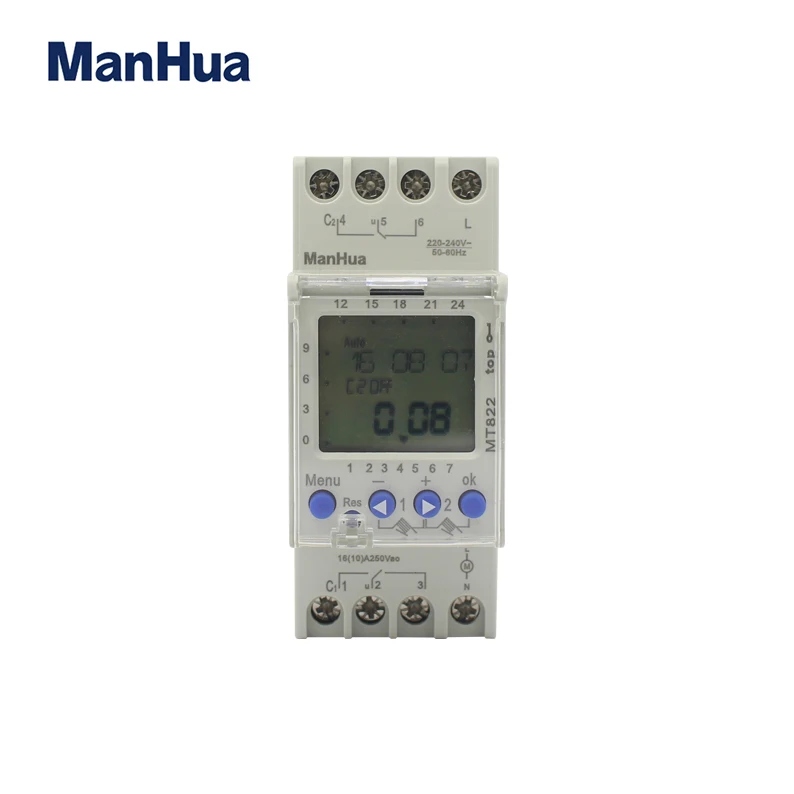 ManHua Summer/Winter timer 220V 16A Random Clock Pulse program 7 Day MT822Bell control LCD Display Home Timer Switch
ManHua Summer/Winter timer 220V 16A Random Clock Pulse program 7 Day MT822Bell control LCD Display Home Timer Switch