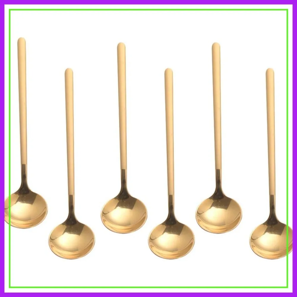 6 PCS Gold Coffee Spoons, 18/8 Stainless Steel Espresso Spoons, 5.2 Inches Vogue Mini Tea Spoon, Cappuccino Stirring Small Spoon for Dessert, Ice Cream, Frosted Handle
6 PCS Gold Coffee Spoons, 18/8 Stainless Steel Espresso Spoons, 5.2 Inches Vogue Mini Tea Spoon, Cappuccino Stirring Small Spoon for Dessert, Ice Cream, Frosted Handle