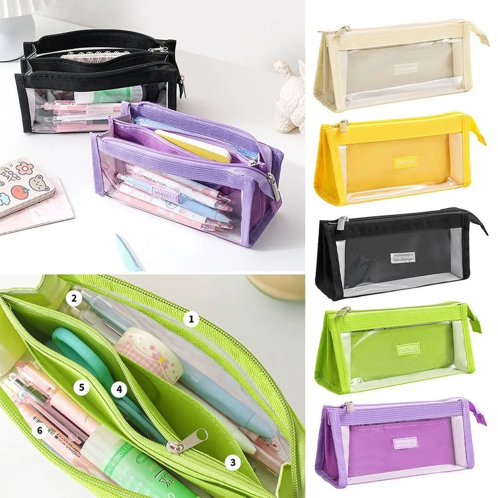 Fashion Multilayer Layer Pencil Case Large Capacity Solid Color Storage Bag Transparent Makeup Bag
Fashion Multilayer Layer Pencil Case Large Capacity Solid Color Storage Bag Transparent Makeup Bag
