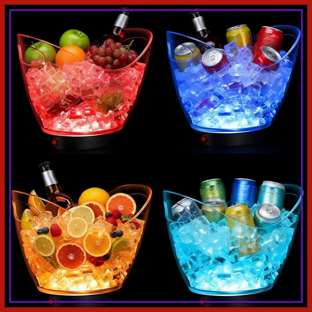 4 Pcs LED Ice Buckets 2L Clear Plastic Beer Buckets with RGB Lights, Cooler with Stand for Party Home Bar KTV Clubs
4 Pcs LED Ice Buckets 2L Clear Plastic Beer Buckets with RGB Lights, Cooler with Stand for Party Home Bar KTV Clubs
