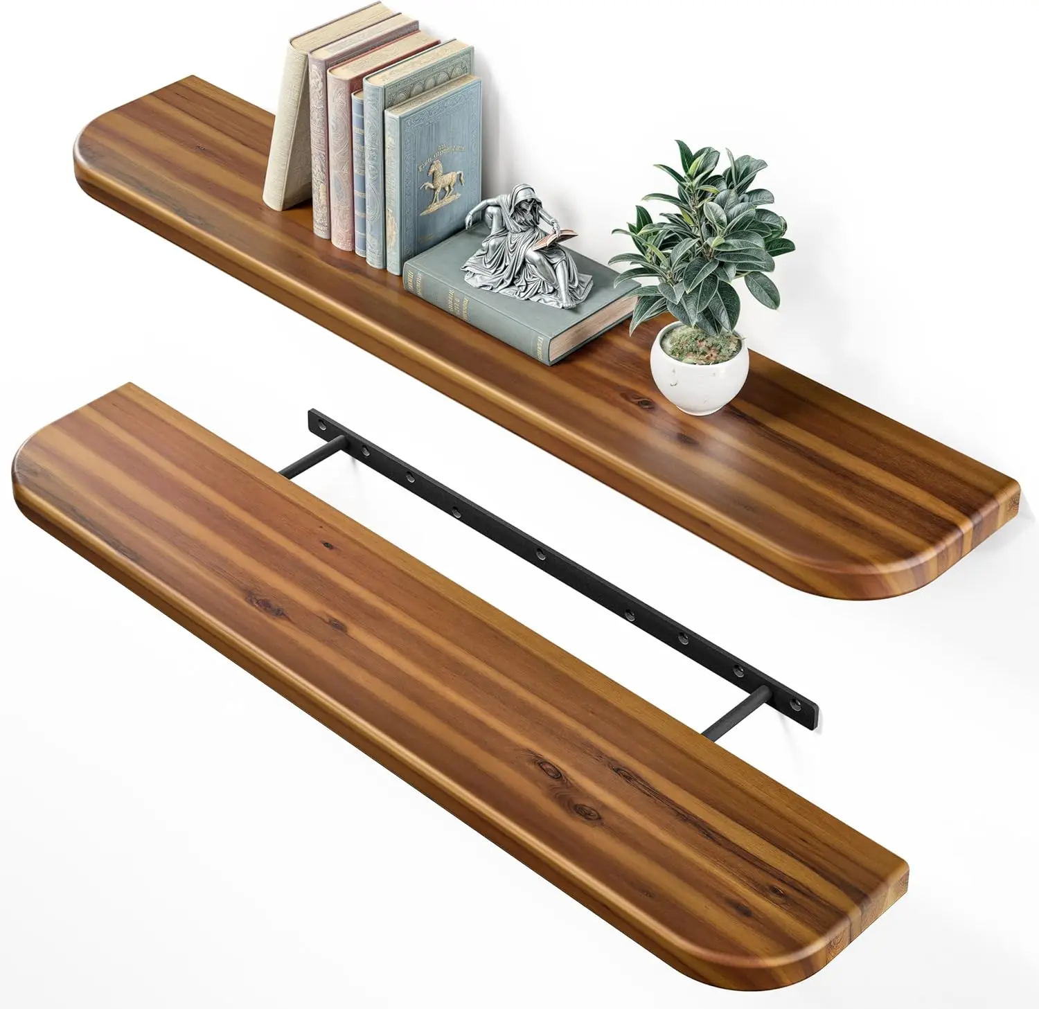 36" Acacia Floating Shelves Set of 2 - Round Edge, 150LBS Capacity, Invisible Mount, DIY Install, Walnut
36" Acacia Floating Shelves Set of 2 - Round Edge, 150LBS Capacity, Invisible Mount, DIY Install, Walnut