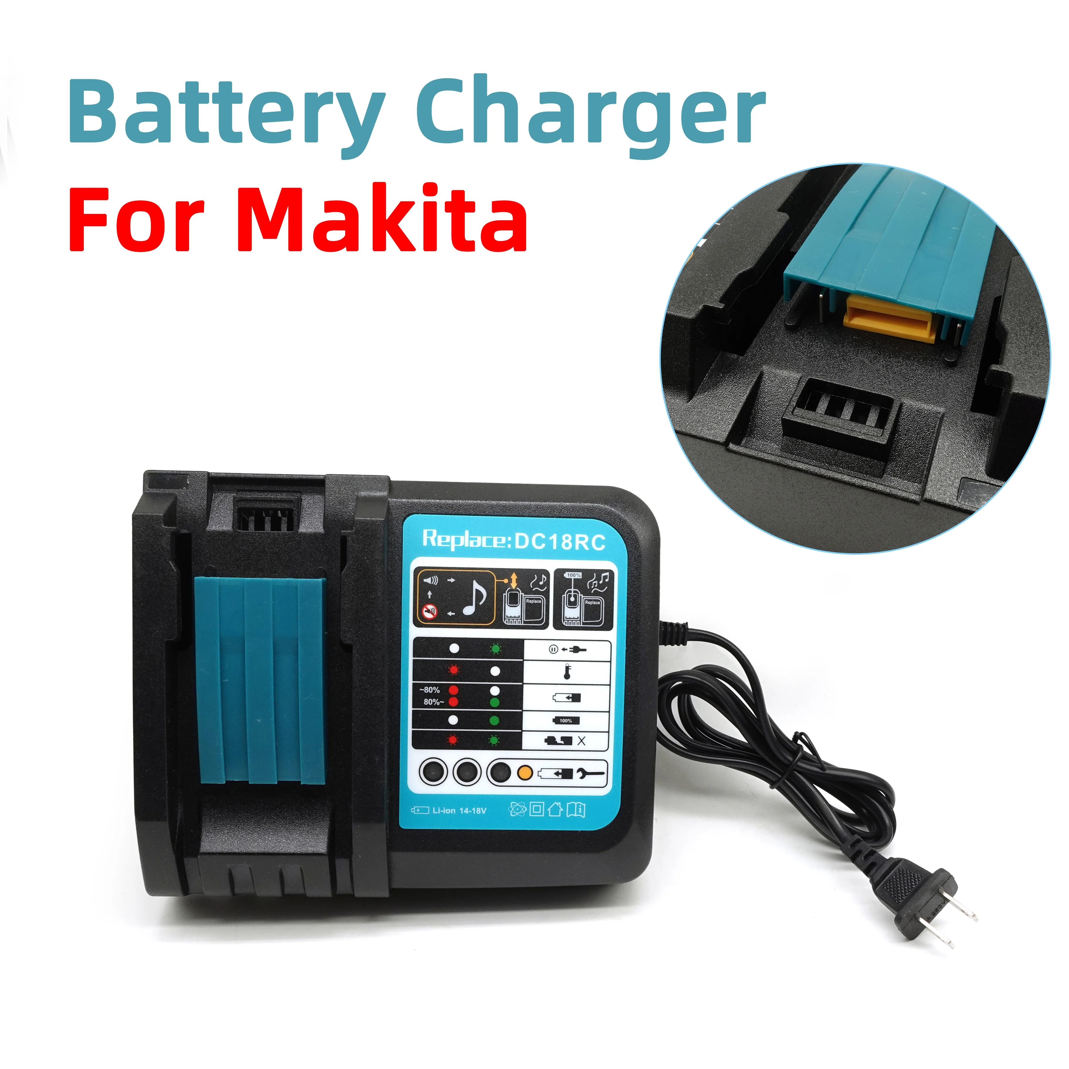 Li-Ion Battery Charger For Makita 14.4V-18V Battery Compatible Cordless Power Tool Accessories, and Lithium-Ion Battery Packs
Li-Ion Battery Charger For Makita 14.4V-18V Battery Compatible Cordless Power Tool Accessories, and Lithium-Ion Battery Packs