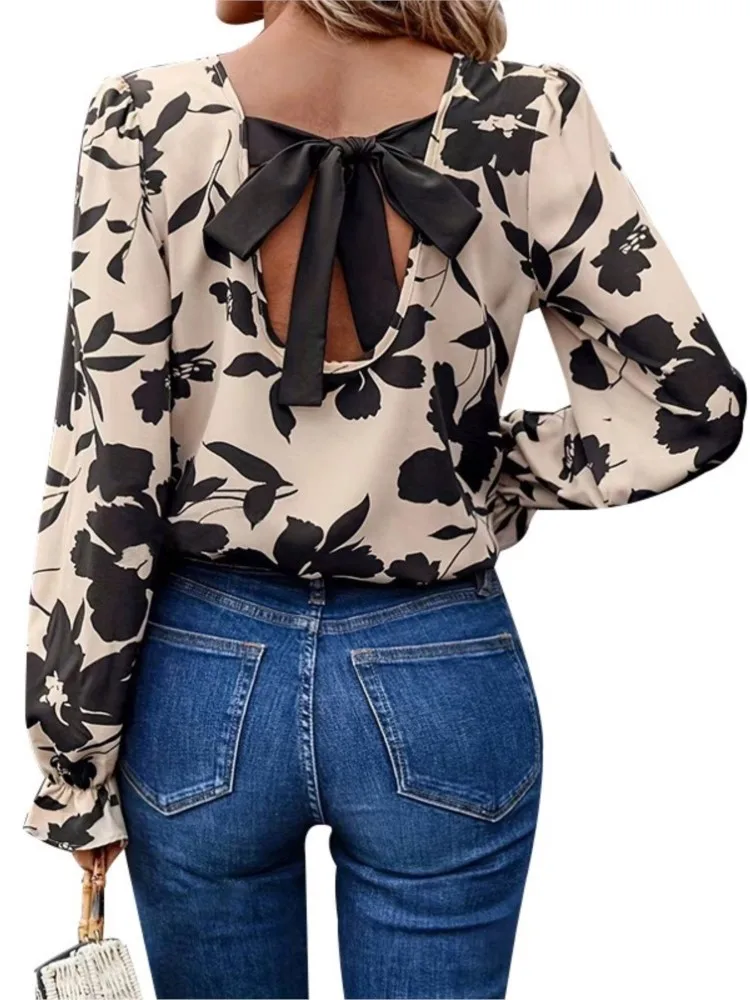 Women's Shirts Lace-up New Floral Fashion Print Long Sleeve And Round Neck Blouse Casual Loose Vintage Female's Tops 2024 Summer
Women's Shirts Lace-up New Floral Fashion Print Long Sleeve And Round Neck Blouse Casual Loose Vintage Female's Tops 2024 Summer