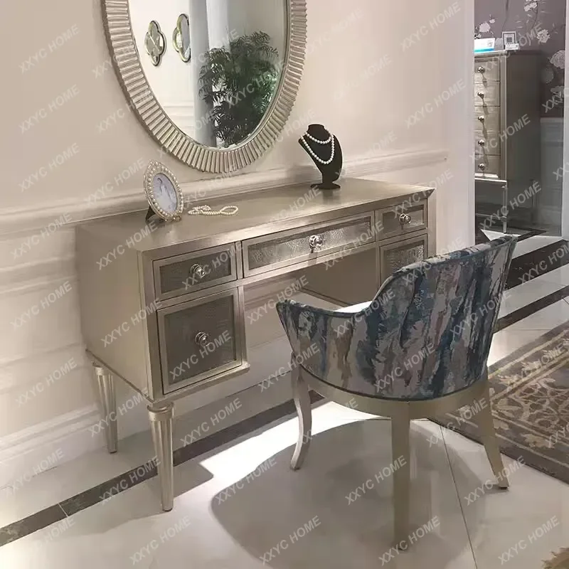 art furniture dresser makeup mirror light luxury solid wood champagne old writing table
art furniture dresser makeup mirror light luxury solid wood champagne old writing table