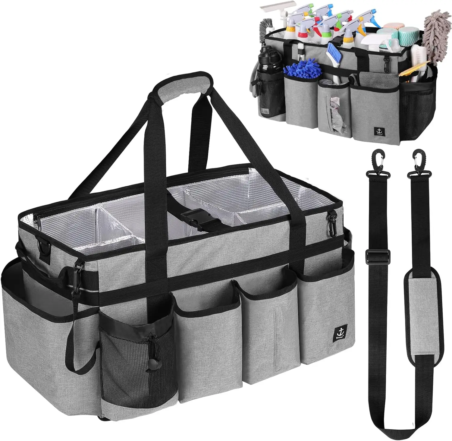 Extra large Cleaning Caddy Bag Built-in Sturdy Support Board, Cleaning Organizer with Detachable Divider, Cleaning Supply Tote w
Extra large Cleaning Caddy Bag Built-in Sturdy Support Board, Cleaning Organizer with Detachable Divider, Cleaning Supply Tote w