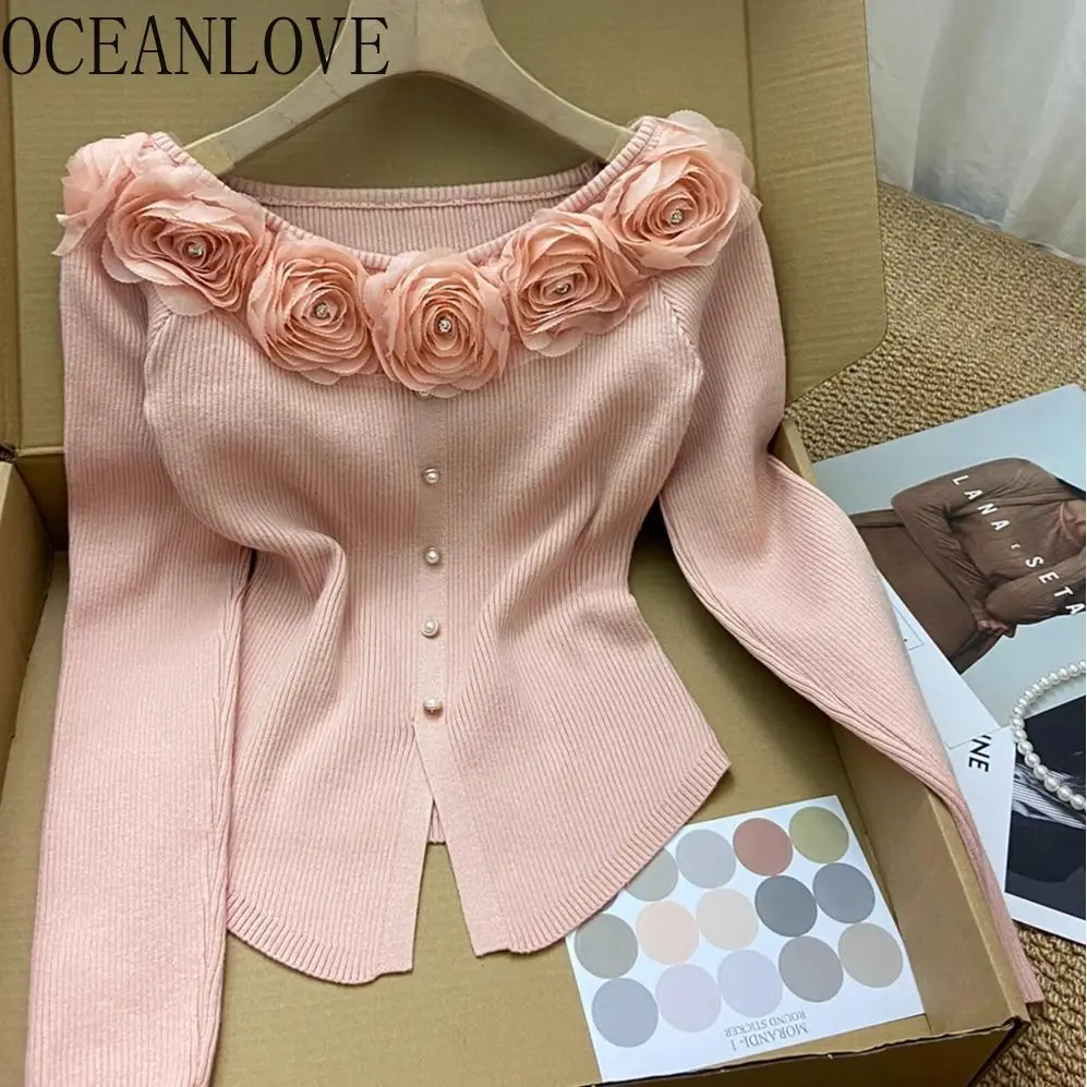 OCEANLOVE осенне-зимняя вязаная футболка для женщин с 3D цветами, однотонная рубашка с разрезом на шее, Ropa De Mujer, корейские модные короткие футболки в стиле ретро
OCEANLOVE осенне-зимняя вязаная футболка для женщин с 3D цветами, однотонная рубашка с разрезом на шее, Ropa De Mujer, корейские модные короткие футболки в стиле ретро