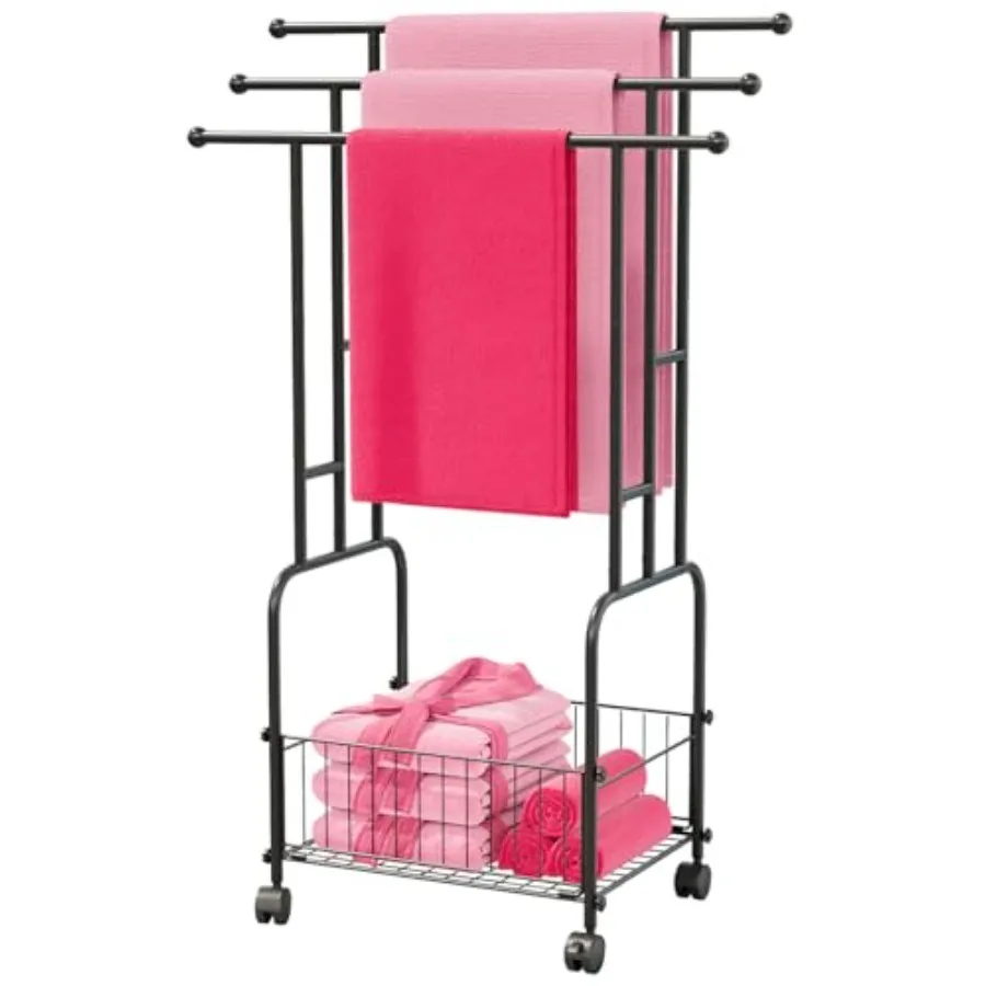 42.5" H Free Standing Towel Rack 3-Tier Reinforced Alloy Metal Towel Racks for Bathroom with Wheels and Storage Basket Large Si
42.5" H Free Standing Towel Rack 3-Tier Reinforced Alloy Metal Towel Racks for Bathroom with Wheels and Storage Basket Large Si