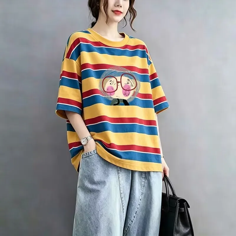 plus Size Women's Summer New Style Striped Short Sleeve T-shirt Printed Base Shirt Artistic Commute Style Regular Fit Chinese...
plus Size Women's Summer New Style Striped Short Sleeve T-shirt Printed Base Shirt Artistic Commute Style Regular Fit Chinese...