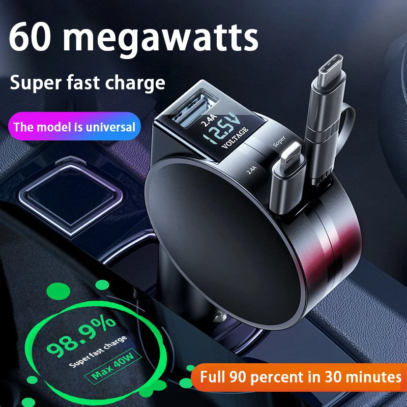 2021 new QC4.0 fast charge universal 3 in 1 retractable car charger Install charger for mobile phone car phone
2021 new QC4.0 fast charge universal 3 in 1 retractable car charger Install charger for mobile phone car phone