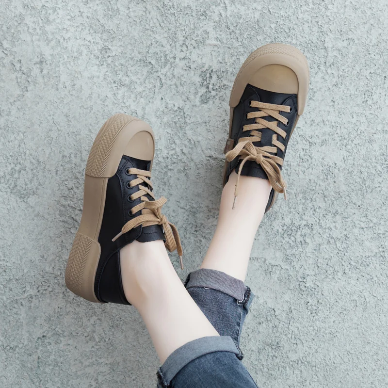 Women Flats Leather Casual Black Shoes Lady Handmade Girls Low Heels Lace Up Street Style Genuine Leather Women Shoes Spring2023
Women Flats Leather Casual Black Shoes Lady Handmade Girls Low Heels Lace Up Street Style Genuine Leather Women Shoes Spring2023