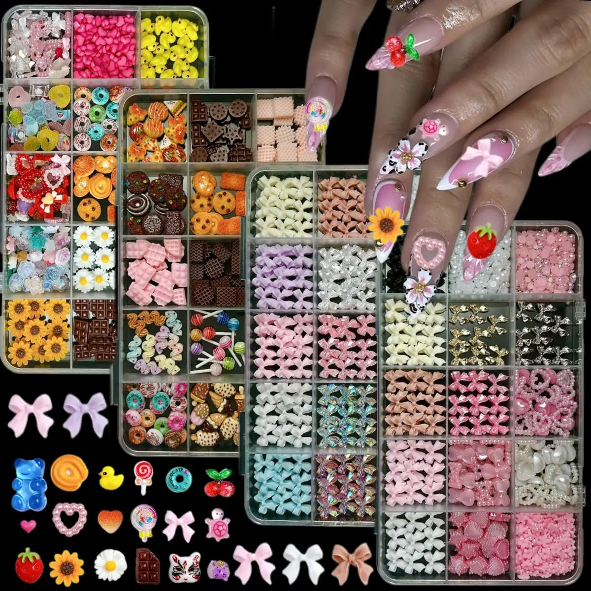1Box 3D Resin Cute Yellow Duck Sunflower Strawberry Nail Art Decoration Colorful Bow Simulated Biscuit Nail Charms DIY Crafts
1Box 3D Resin Cute Yellow Duck Sunflower Strawberry Nail Art Decoration Colorful Bow Simulated Biscuit Nail Charms DIY Crafts