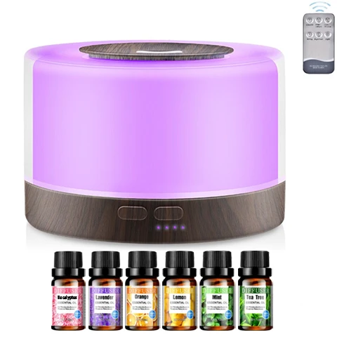 Stylish Wood Grain Diffuser Set - 16.91oz Cool Mist Humidifier with Remote, 7 LED Colors & 6 Essent
Stylish Wood Grain Diffuser Set - 16.91oz Cool Mist Humidifier with Remote, 7 LED Colors & 6 Essent