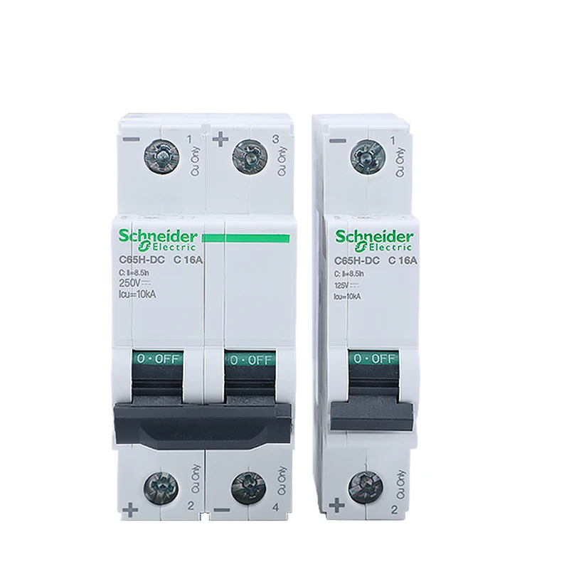 Schneider electric DC Mini Circuit Breaker Acti 9 C65H-DC 1p 2p type C 1A-63A 10KA 125VDC 250VDC A9N22062 A9N22074
Schneider electric DC Mini Circuit Breaker Acti 9 C65H-DC 1p 2p type C 1A-63A 10KA 125VDC 250VDC A9N22062 A9N22074