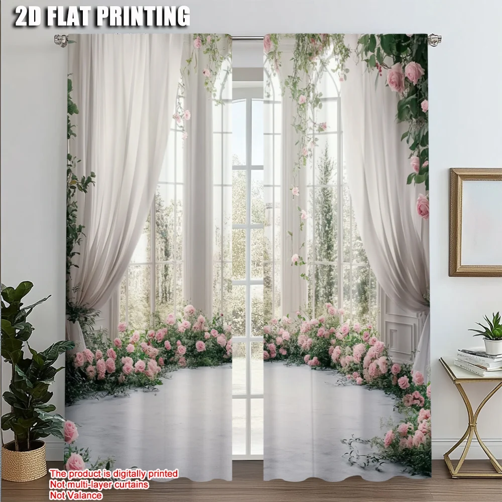 2pcs, Upscale Curtains 2D print Rose Castle Window and Forest Garden Polyester (without rod) Thermal Insulation, and Room
2pcs, Upscale Curtains 2D print Rose Castle Window and Forest Garden Polyester (without rod) Thermal Insulation, and Room