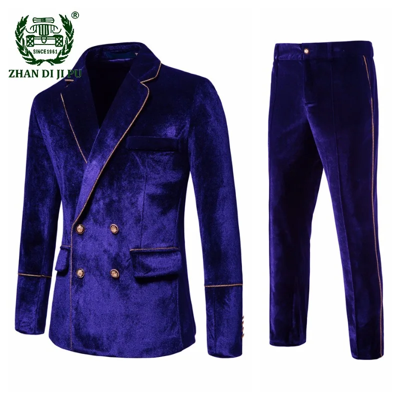Mens Suits Luxury Blue Velvet 2 Pieces Blazer Pants Set Elegant Double Breasted Tuxedo Suits Men Party Wedding Prom Clothing 2XL
Mens Suits Luxury Blue Velvet 2 Pieces Blazer Pants Set Elegant Double Breasted Tuxedo Suits Men Party Wedding Prom Clothing 2XL