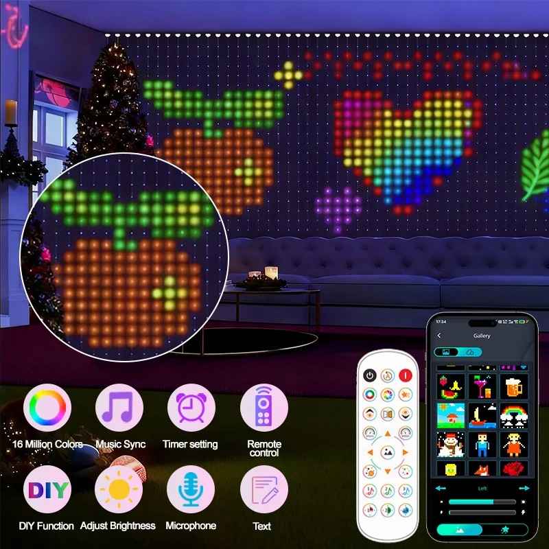 Светодиодная интеллектуальная гирлянда для штор IP65 RGB с управлением через приложение, DIY текст и узоры, сказочная подсветка для декора штор и дома
Светодиодная интеллектуальная гирлянда для штор IP65 RGB с управлением через приложение, DIY текст и узоры, сказочная подсветка для декора штор и дома