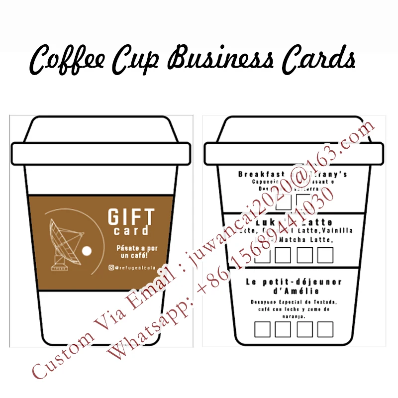 Custom Coffee Cup Loyalty Card Designing Coffee Cup Die cut Business Cards Unique Cool Business Cards Polish Reward Card with qr
Custom Coffee Cup Loyalty Card Designing Coffee Cup Die cut Business Cards Unique Cool Business Cards Polish Reward Card with qr