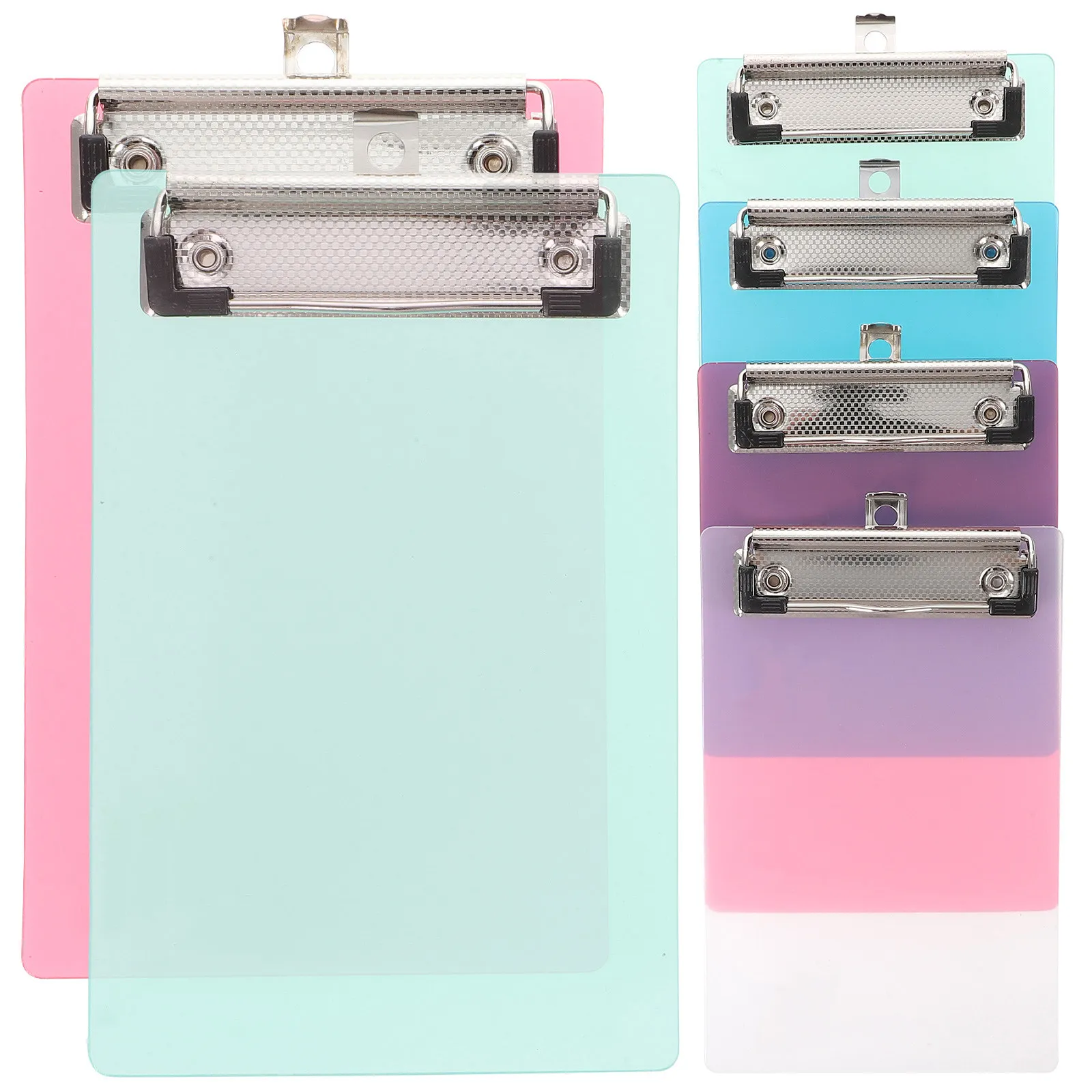 6Pcs Transparent Color Plastic Clipboard Writing Board Calibration Clip Adjustable Custom Logo Office School Writing Tools
6Pcs Transparent Color Plastic Clipboard Writing Board Calibration Clip Adjustable Custom Logo Office School Writing Tools