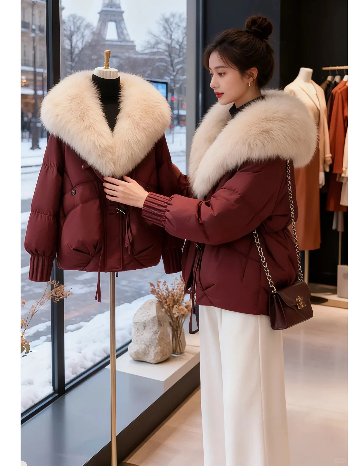Ele Casual Women's Cotton Jaet Winter New Faion Warmth Large Fur Collar Design Thiened Long Sve Zipper Closure
Ele Casual Women's Cotton Jaet Winter New Faion Warmth Large Fur Collar Design Thiened Long Sve Zipper Closure