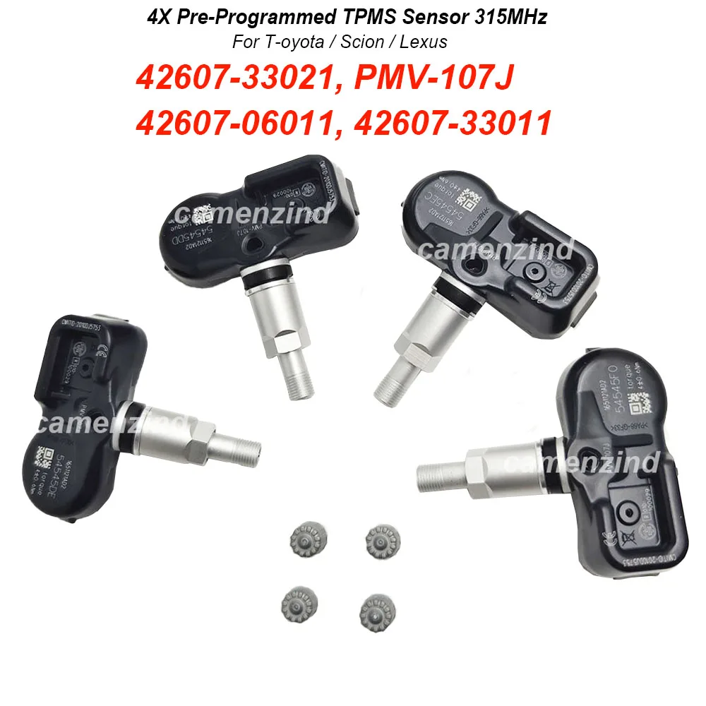 4X Pre-Programmed TPMS Sensor 315MHz for T-oyota 4Runner Camry Corolla 42607-33021 PMV-107J 42607-06011 42607-33011 42607-04010
4X Pre-Programmed TPMS Sensor 315MHz for T-oyota 4Runner Camry Corolla 42607-33021 PMV-107J 42607-06011 42607-33011 42607-04010