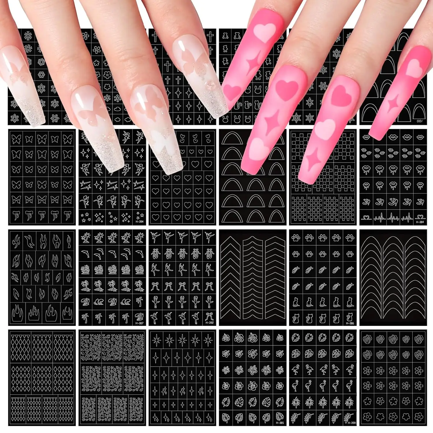 Airbrush Stencils for Nail Art: 24 Sheets 170+ Designs French Tip Flowers Stars Butterflies, Easy DIY Nail Supplies
Airbrush Stencils for Nail Art: 24 Sheets 170+ Designs French Tip Flowers Stars Butterflies, Easy DIY Nail Supplies