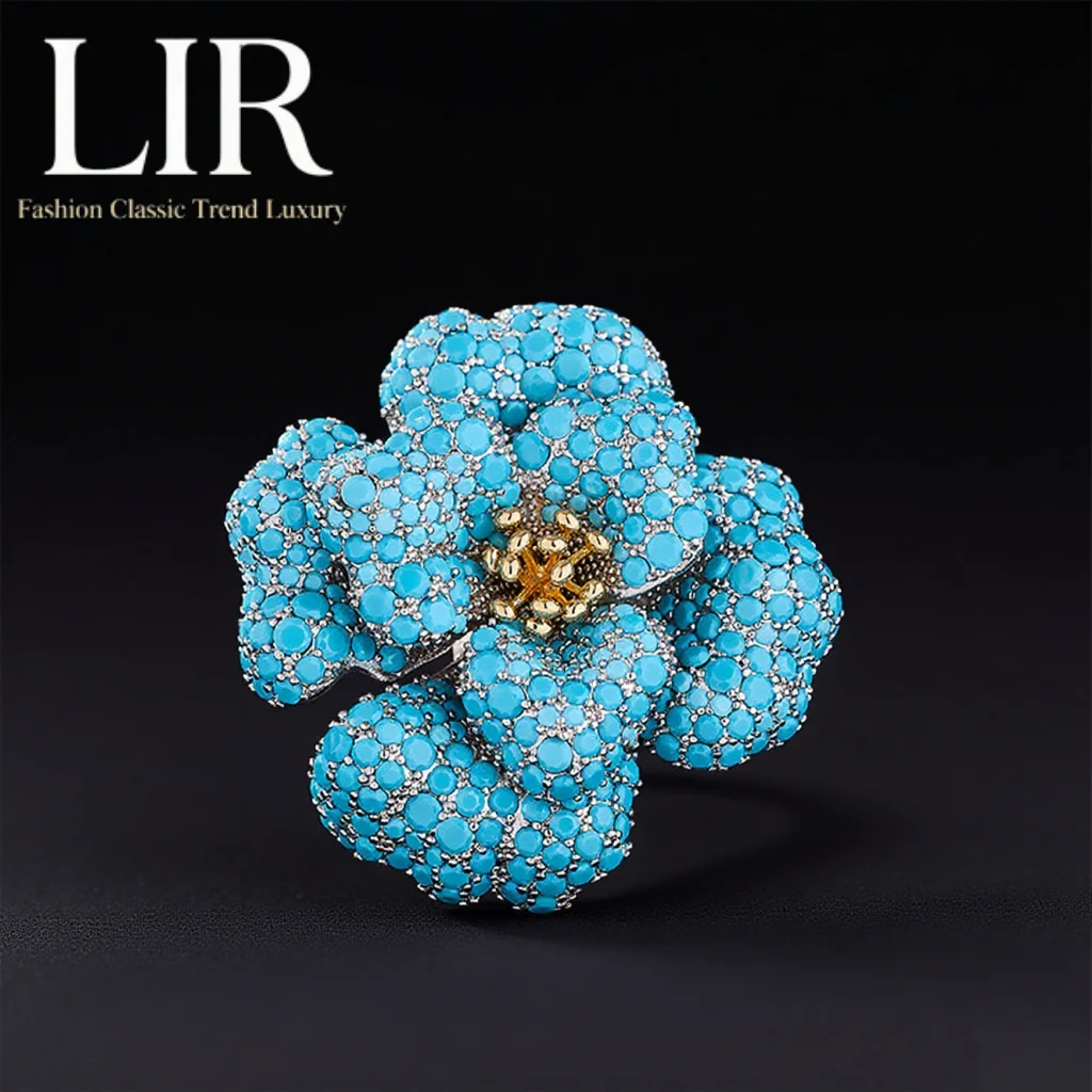 LIR Elegant Peony Brooch: Latest Non-Fade/Deform Plating, Turquoise Inlay, 3D Design, Luxury Statement Jewelry for Women
LIR Elegant Peony Brooch: Latest Non-Fade/Deform Plating, Turquoise Inlay, 3D Design, Luxury Statement Jewelry for Women