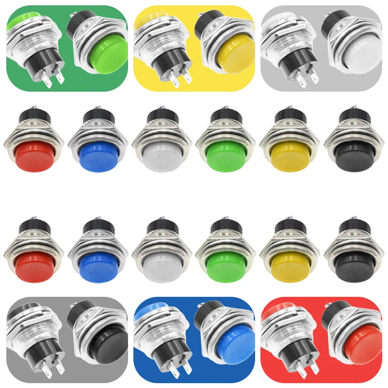5Pcs 16mm Push Button Switch DS-212 Round Power Switch Start Compound Button Metal Momentary Self Reset Switches ON / OFF
5Pcs 16mm Push Button Switch DS-212 Round Power Switch Start Compound Button Metal Momentary Self Reset Switches ON / OFF