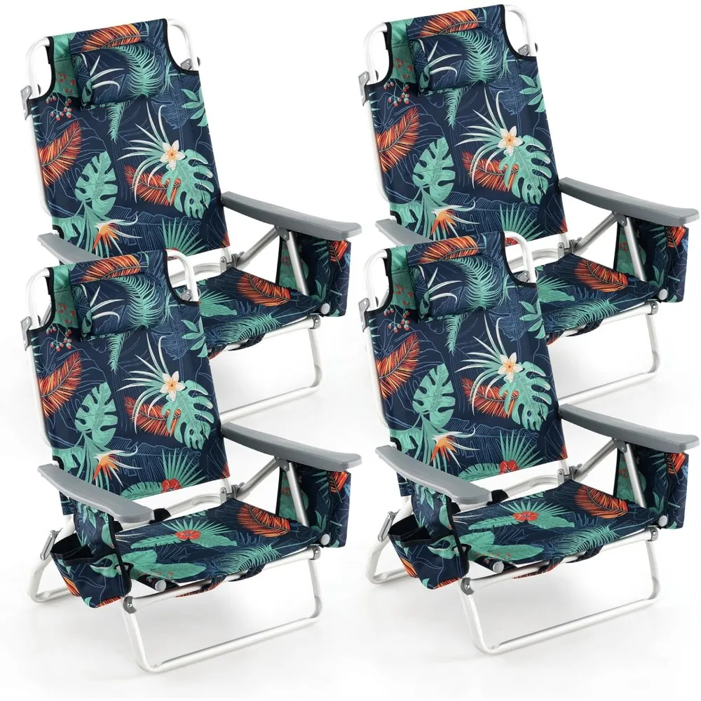 Backpack Beach Chairs, 4 Pcs Portable Camping Chairs with Cool Bag and Cup Holder, 5-Position Outdoor Reclining Chairs
Backpack Beach Chairs, 4 Pcs Portable Camping Chairs with Cool Bag and Cup Holder, 5-Position Outdoor Reclining Chairs