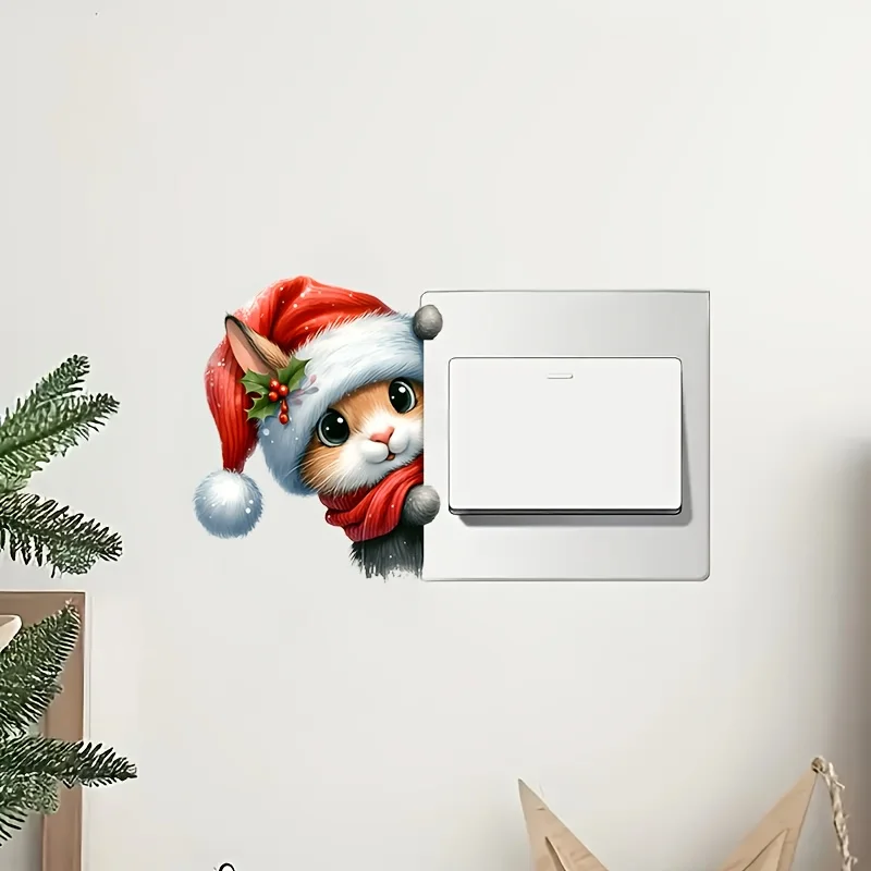 1PC Cute Christmas Peep Mouse Wall Sticker with Santa Hat and Scarf - Self Adhesive PVC Switch Cover,
1PC Cute Christmas Peep Mouse Wall Sticker with Santa Hat and Scarf - Self Adhesive PVC Switch Cover,